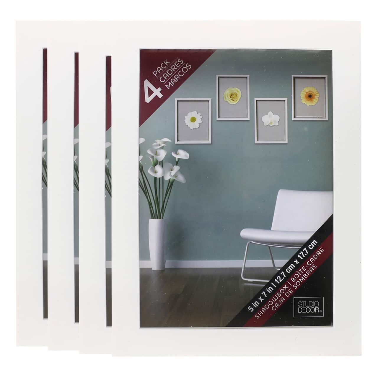 4 Pack 5" x 7" White Shadow Box by Studio Décor®